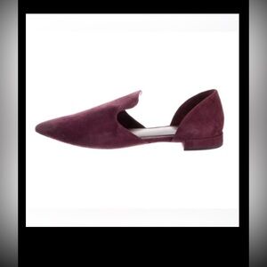 Vince Damris d'Orsay Suede Leather Flats Short Heels Pointed Toe Burgundy Size 5